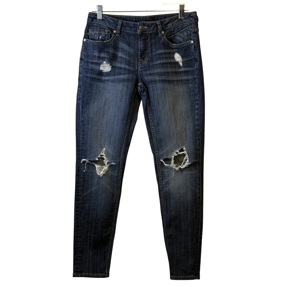 ✨Vigoss Womens 28 W 29 L Jagger Super Skinny Distressed Blue Denim Jeans Trendy